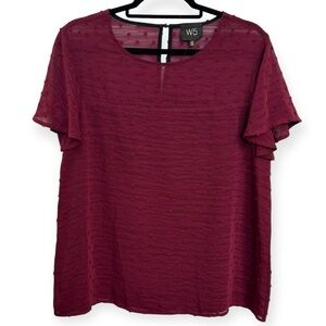 Anthropologie W5 Burgundy Textured Blouse Size M **295